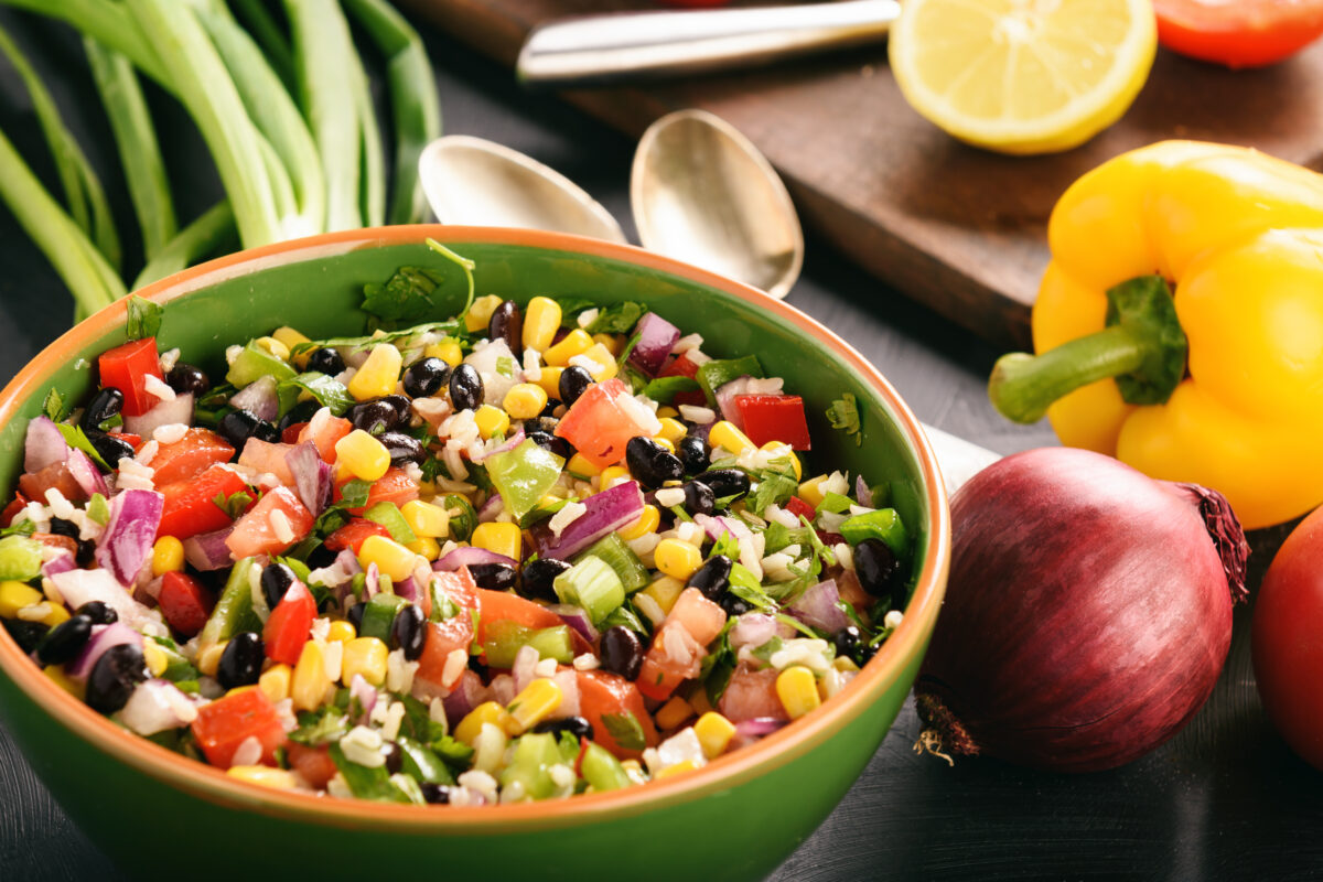 Salad with beans, corn and other vegetables