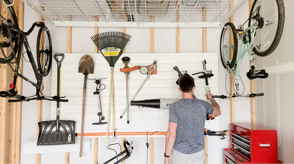 garage with storage on wall